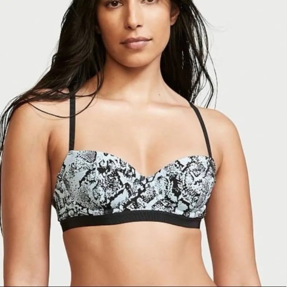 Victoria's Secret Wild Wanderer Wicked Bikini Top 32C Gray Snakeskin Swimwear